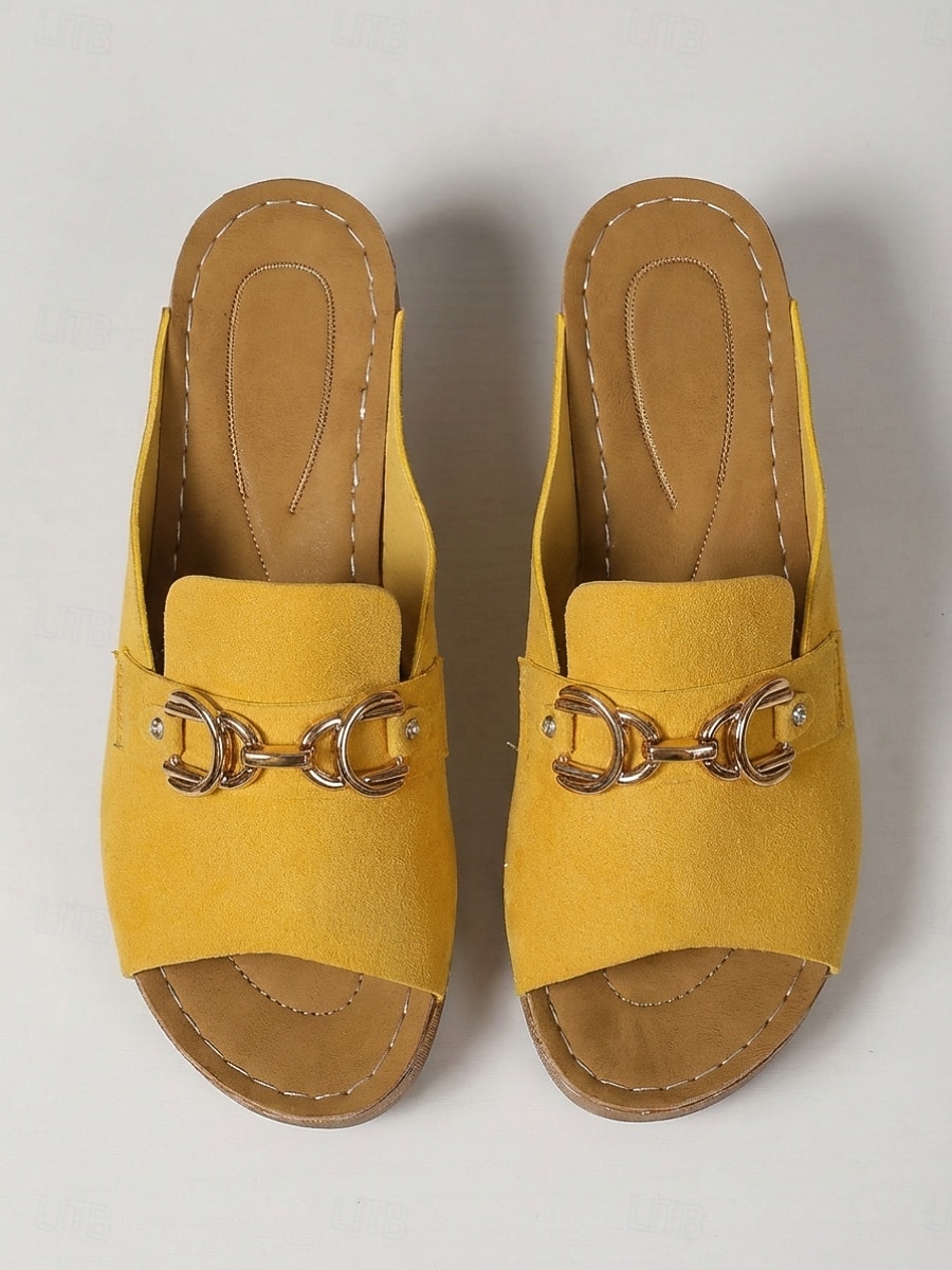 Women's Yellow Open-Toe Mule Slides with Chain – Comfortable Casual Sandals for Daily, Garden Wear and Travel Wear 2026 - $24.99 –P1