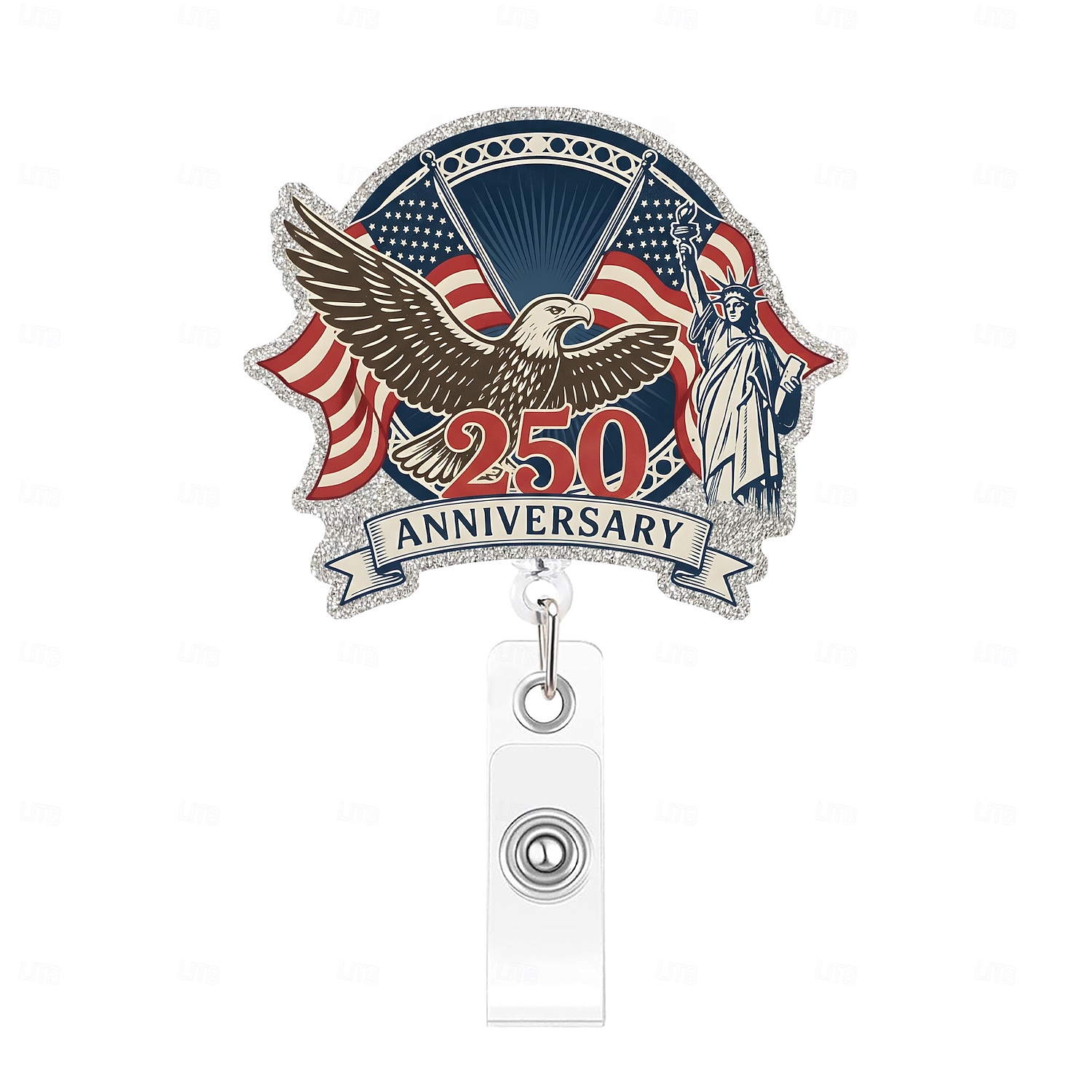 Porta badge retrattile per il 250° anniversario dell'America con clip a coccodrillo, porta badge identificativo per il 250° anniversario dell'indipendenza, accessori per il 4 luglio 1776-2026, regalo del 2026 a $9.99 –P6