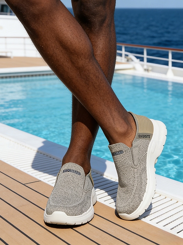 Zapatillas deportivas de punto sin cordones para hombre – calzado informal para islas y cruceros, ligero y transpirable, ideal para viajes y vacaciones. 2026 - $46.99 –P1