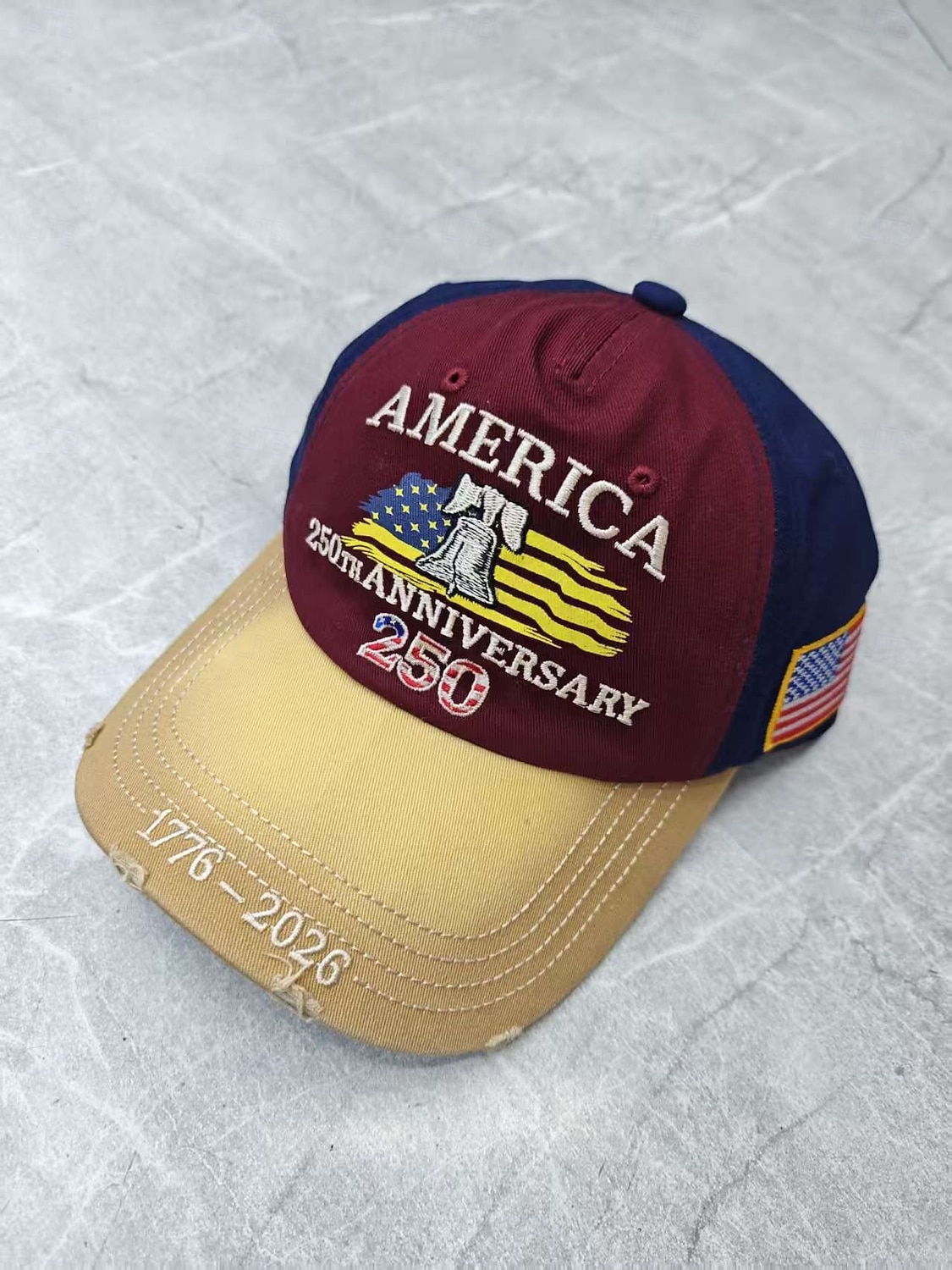 Cappello unisex 250° anniversario/indipendenza, berretto da baseball, portatile, traspirante, quotidiano, per esterni, strada, ricamo, bandiera del 2026 a $11.49 –P7