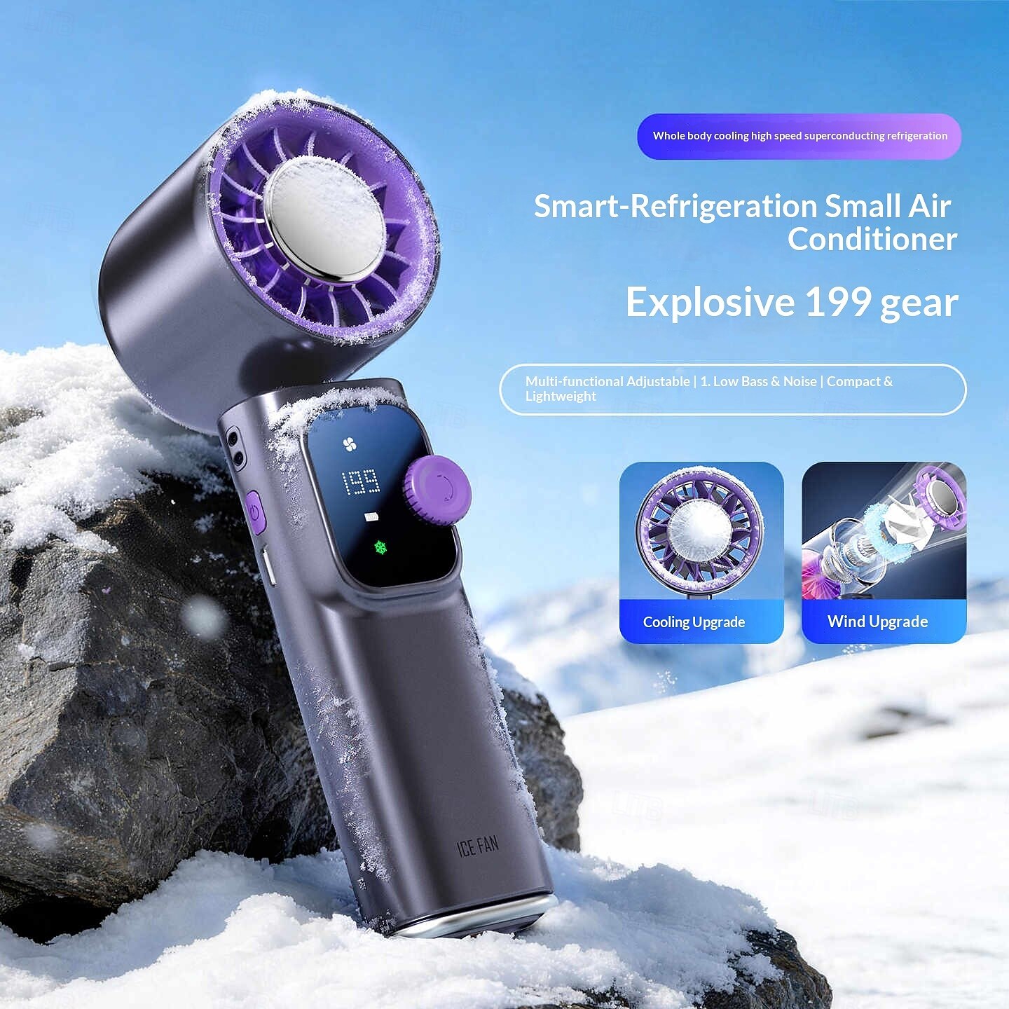Handheld Fan with Cooling Plate, Portable Personal Fan, Digital Display 199 Speeds Adjustable, Foldable Mini Fan with Lanyard, High Speed Turbo Fan for Women Men Travel, Outdoor, Office 2026 - $29.99 –P2