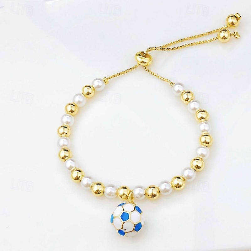 Pearl Thick Chain Soccer Fashion Personalized Copper Bracelet Jewelry 1# / 2# / 3# For Daily Gift Holiday 2026 - $12.99 –P4