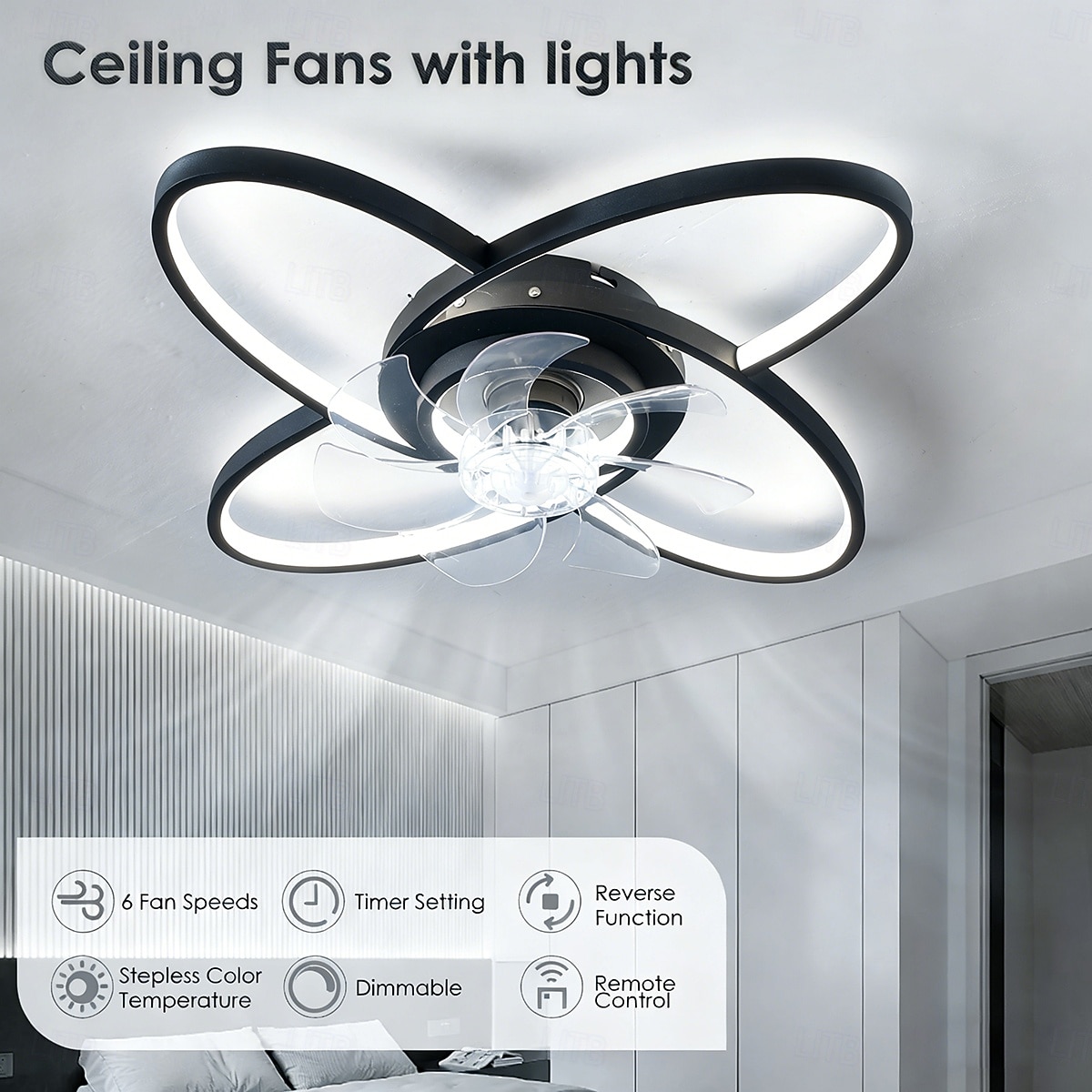 Modern Ceiling Fan with Lights, Low Profile Ceiling Fans with Remote Control and APP Control, 6 Speed Reversible Blades, Stepless Dimmable LED Ceiling Light Fan for Living Room Bedroom Kitchen 2026 - $161.99 –P6