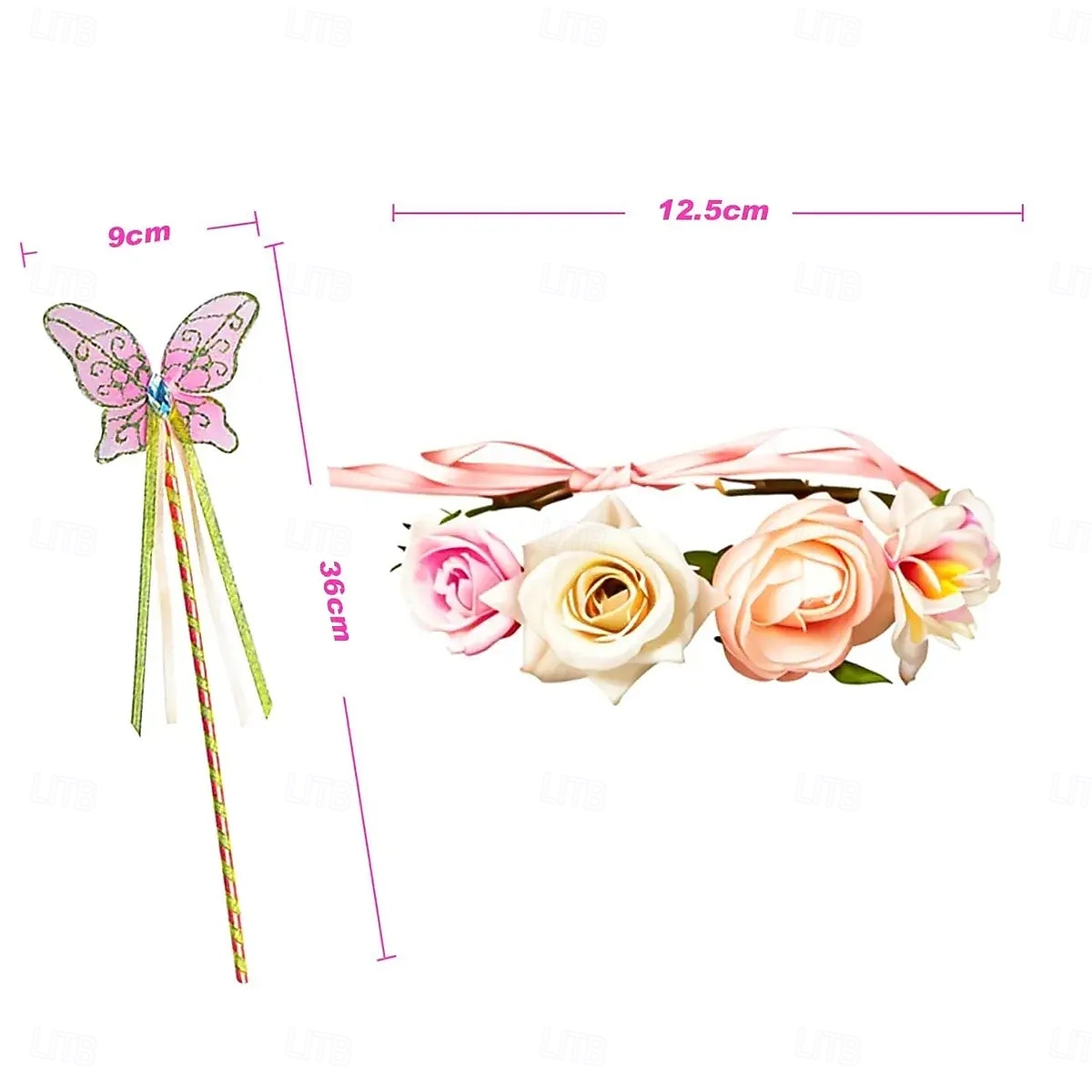 Set Medievale Rinascimento Elegante Lunghezza al ginocchio Gonna Ali Copricapo con accessori Fata Farfalla Floreale Costume Ragazze Fantasia Halloween Carnevale Feste Fiera Rinascimentale Bambini del 2026 a $51.99 –P4