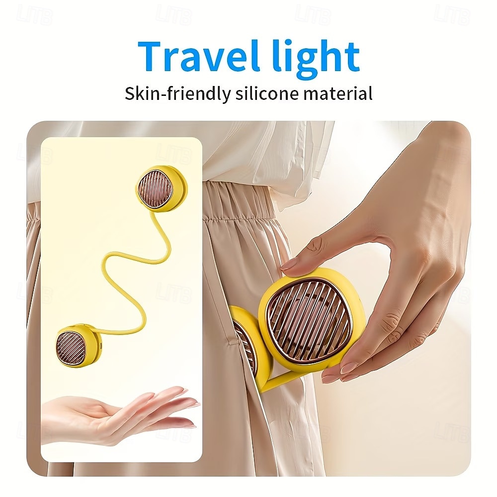 Neck-worn Fan Featuring 5-speed Cooling, Dual-turbo Technology, And Ultra-quiet 40-decibel Operation Lightweight And Skin-friendly Design, Ideal For Travel, Outdoor Activities, And Everyday Use 2026 - $17.99 –P5