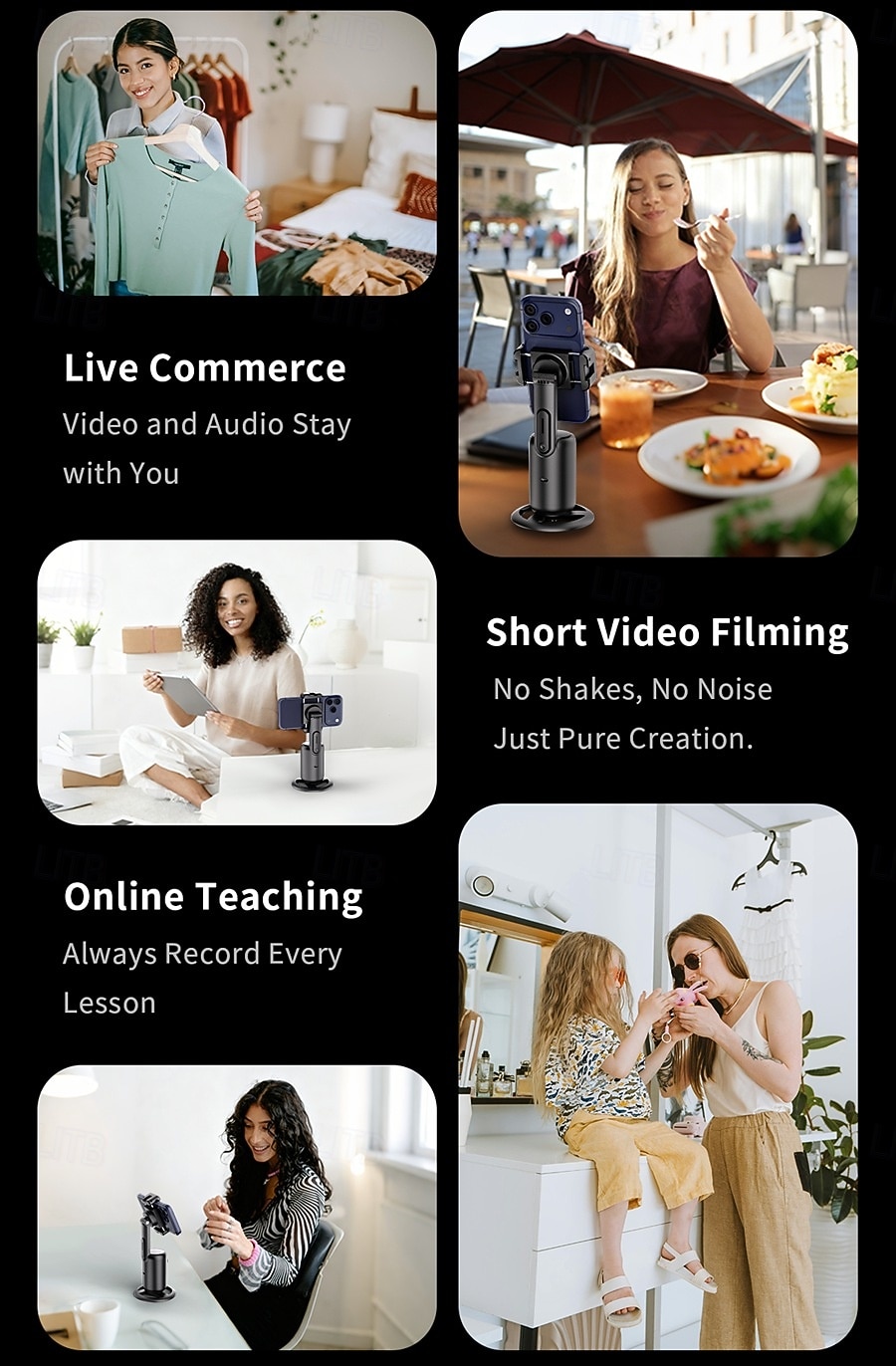 Auto Face Tracking Phone Holder,No App Required,360 Rotation Phone Camera Stand with Remote and Gesture Control, Smart Shooting Tripod for Vlog/TIK Tok Live Streaming YouTube Video Recording 2026 - $41.99 –P5