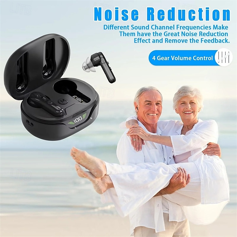 Hearing Aids, Rechargeable Hearing Aids for Seniors with Noise Cancelling, Hearing Amplifier for Adults Hearing Loss Device with LED Power Display, Digital Amplifier Into Ear No Squealing-Black 2026 - $95.99 –P1