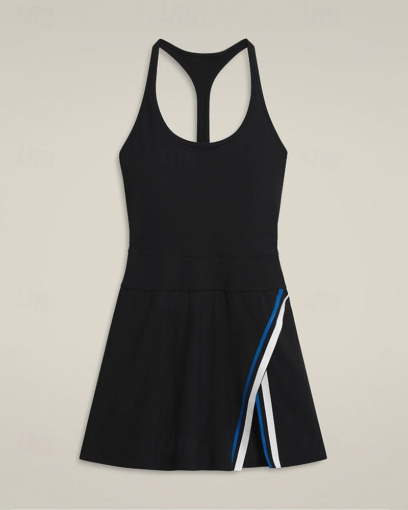Women's Solid Colored Tennis Dress with Shorts Sports Dress Sport Dress Sleeveless Zip Up Pocket Racerback Elastic Sweat-Wicking Breathable Tennis Running Fitness Scoop Neck Dress Black White Blue 2026 - $37.99 –P5