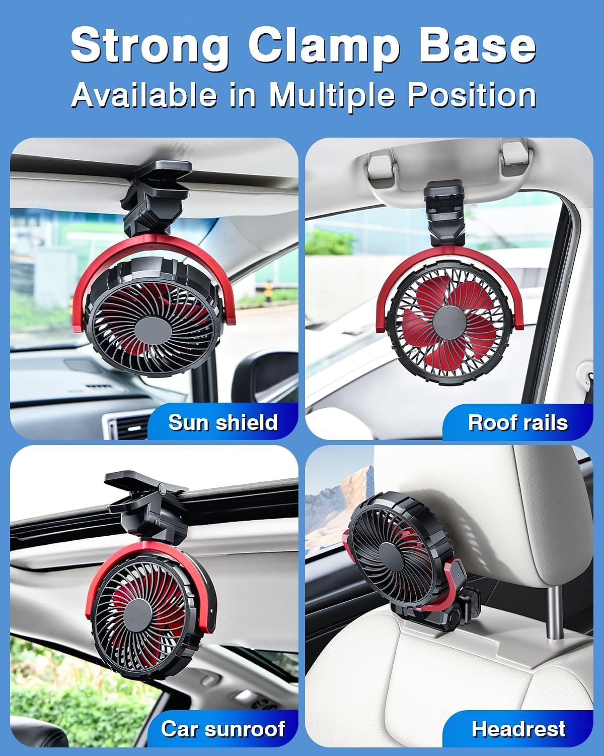 Car Fan 5V USB Small Clip on Sun Visor Fan for Front/Rear Seat, 2000mAh Rechargeable Battery Powered Quiet Personal Cooling Fans That Blow Cold Air, for Vehicle, Van, Suv, Rv, Truck, Camping 2026 - $29.99 –P8