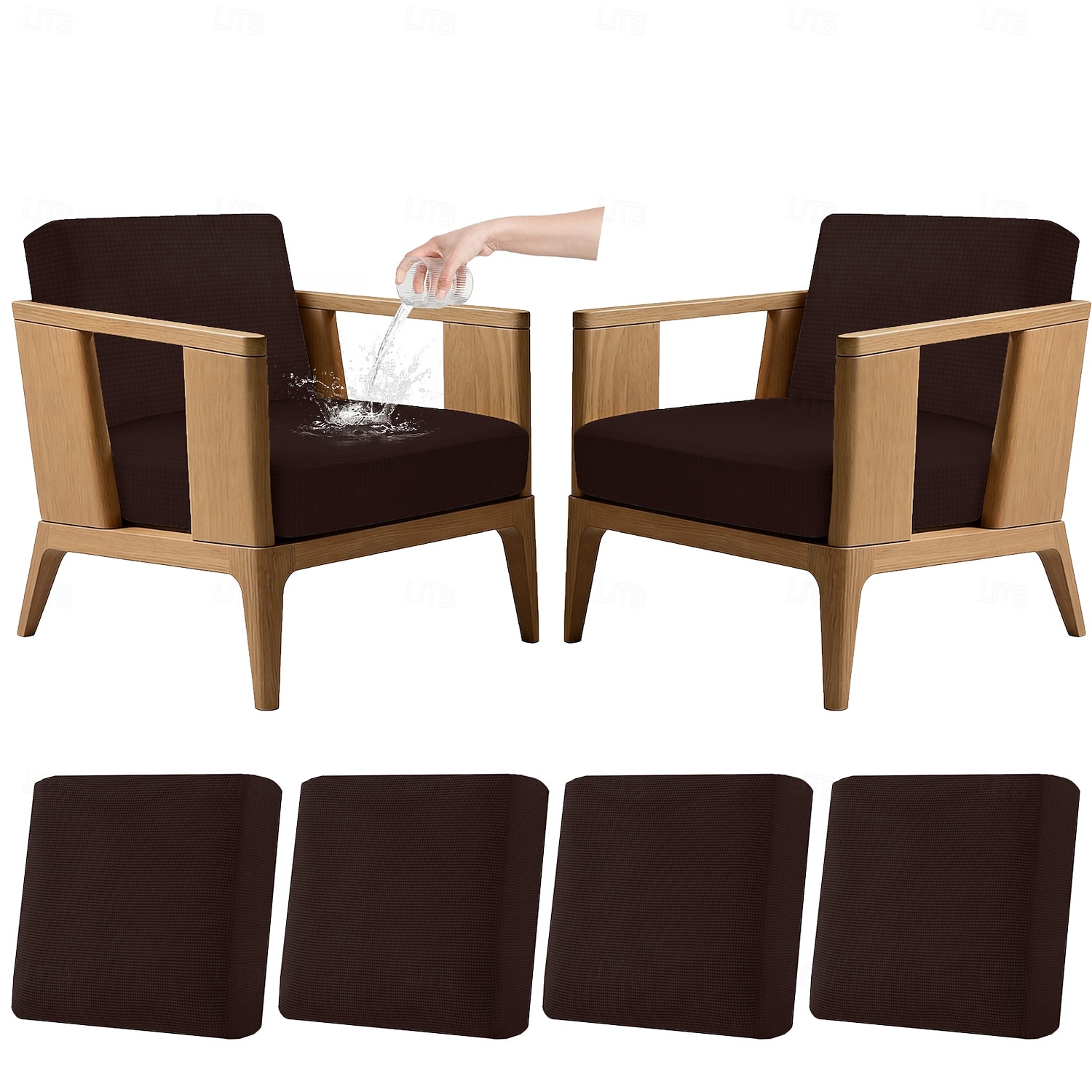 4 stuks stretch kussenhoezen voor buiten, 100% waterdicht, vervangende hoezen voor tuinbanken en -sofa's, wasbare en herbruikbare meubelbeschermers. 2026 - $45.99 –P19