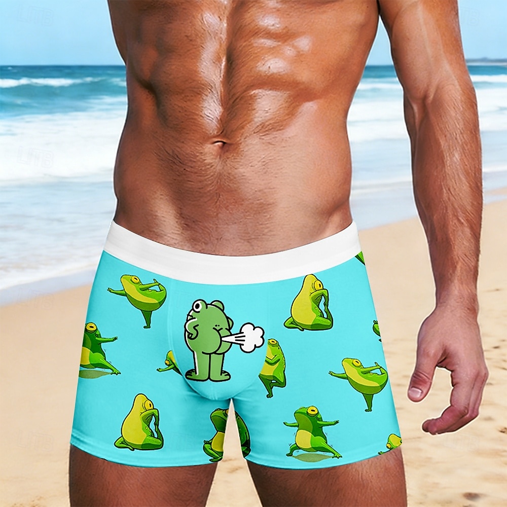 Men's Animal Cartoon Frog Stretchy Boxer Briefs Swimming Trunks Boxer Swim Shorts Funny Casual Home Beach Vacation Wear Elastic Waistband Moisture-Wicking Breathable Underwear Designer Clothing 2026 - $16.99 –P2