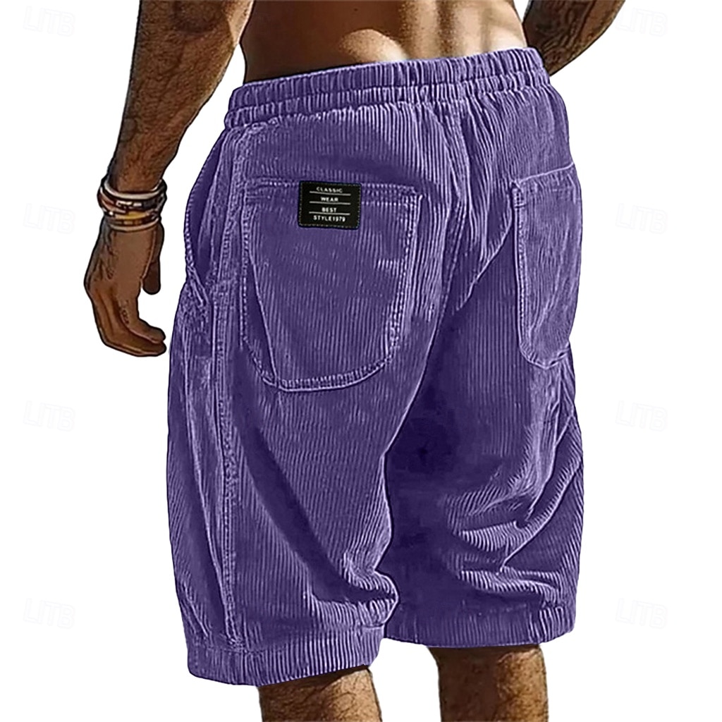 Homme Shorts Short décontracté Short en velours côtelé Avec Poches Taille Élastique Uni Respirant Longueur Genou Extérieur Vacances Tenue quotidienne Vacances Mode Noir Blanche Micro-Élastique de 2026 ? $21.99 –P6