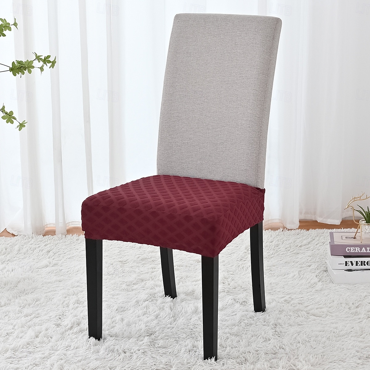 Strečový žakárový diamantový potah na sedák s elastickým potahem, dvojité elastické pásky, prachotěsný chránič sedáku do jídelny, kuchyně, hotelu 2026 - $8.99 –P4