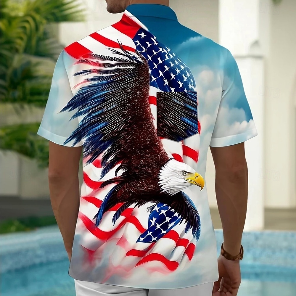 Per uomo 4 luglio, 250° anniversario degli Stati Uniti Aquila Bandiera degli Stati Uniti Camicia Camicia Estiva Camicia con Bottoni Manica Corta Patriotico All'aperto Ferie Estate Primavera Collo del 2026 a $25.99 –P2