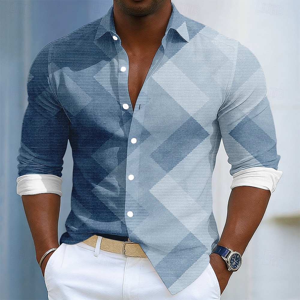 Homme Géométrique Dégradé de Couleur Art abstrait Chemise Chemise Boutonnée manche longue Mode Décontractée Quotidien Extérieur Vêtements de rue Printemps Automne Col Rabattu Impression 3D Chemise en de 2026 ? $27.99 –P2