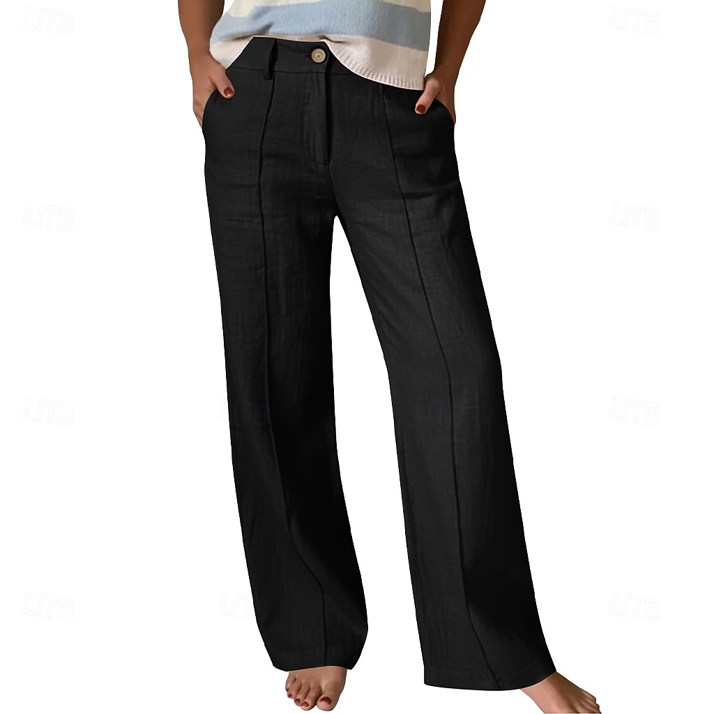 Per donna Pantaloni Pantaloni Estivi Pantaloncini casual Vacanza Moda Casual Quotidiano Lunghezza intera Vita Alta Tinta unica Semplice Cerniera Tasca Gamba Dritta Comodità Morbido Traspirante del 2026 a $28.99 –P2