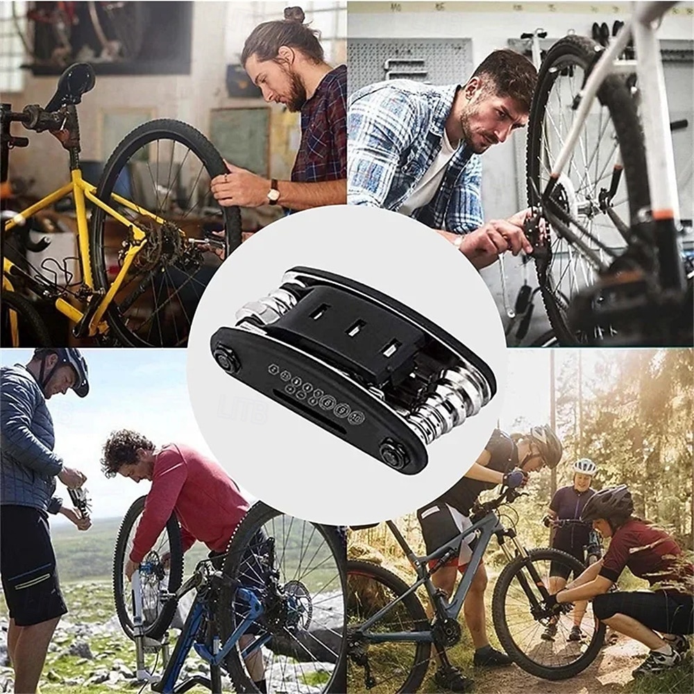 Kit d'outils de réparation portable 16 en 1 pour vélos, motos et motos : clé hexagonale, tournevis pour pneus et outils de réparation pour écrous et pneus. de 2026 ? $9.99 –P1