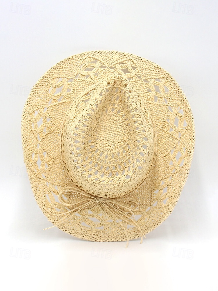 Ανδρικό ψάθινο καουμπόικο καπέλο western σε πολλά χρώματα, υφαντό καλοκαιρινό καπέλο ηλίου για διακοπές στην παραλία, ρούχα western στυλ, ρούχα σε θέρετρα και καλοκαιρινά πάρτι 2026 - $42.99 –P6