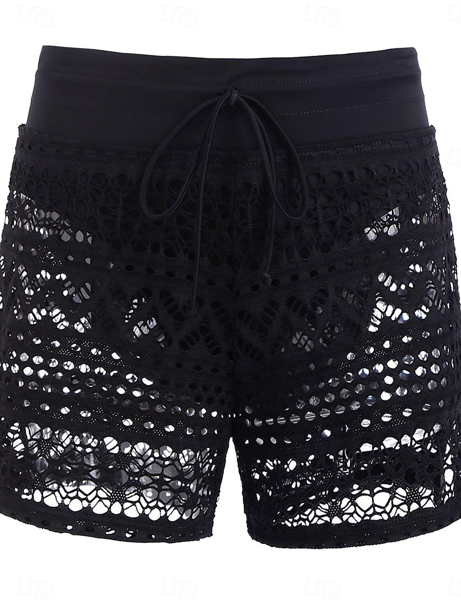 Per donna Costumi da bagno Calzoncini da mare Boxer elasticizzati Vita alta Costume da bagno ritaglio sexy Coulisse Pizzo Vacanza Abbigliamento da Spiaggia Tinta unica Senza Maniche Costumi da bagno del 2026 a $14.99 –P2