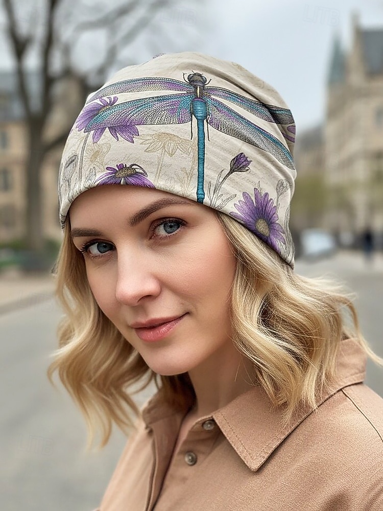 Damhatt i bohemisk polyester med trollslända- och blommönster, flerfärgad, multifunktionell halsduk, perfekt för vardagsbruk, semester och resor 2026 - $11.99 –P3