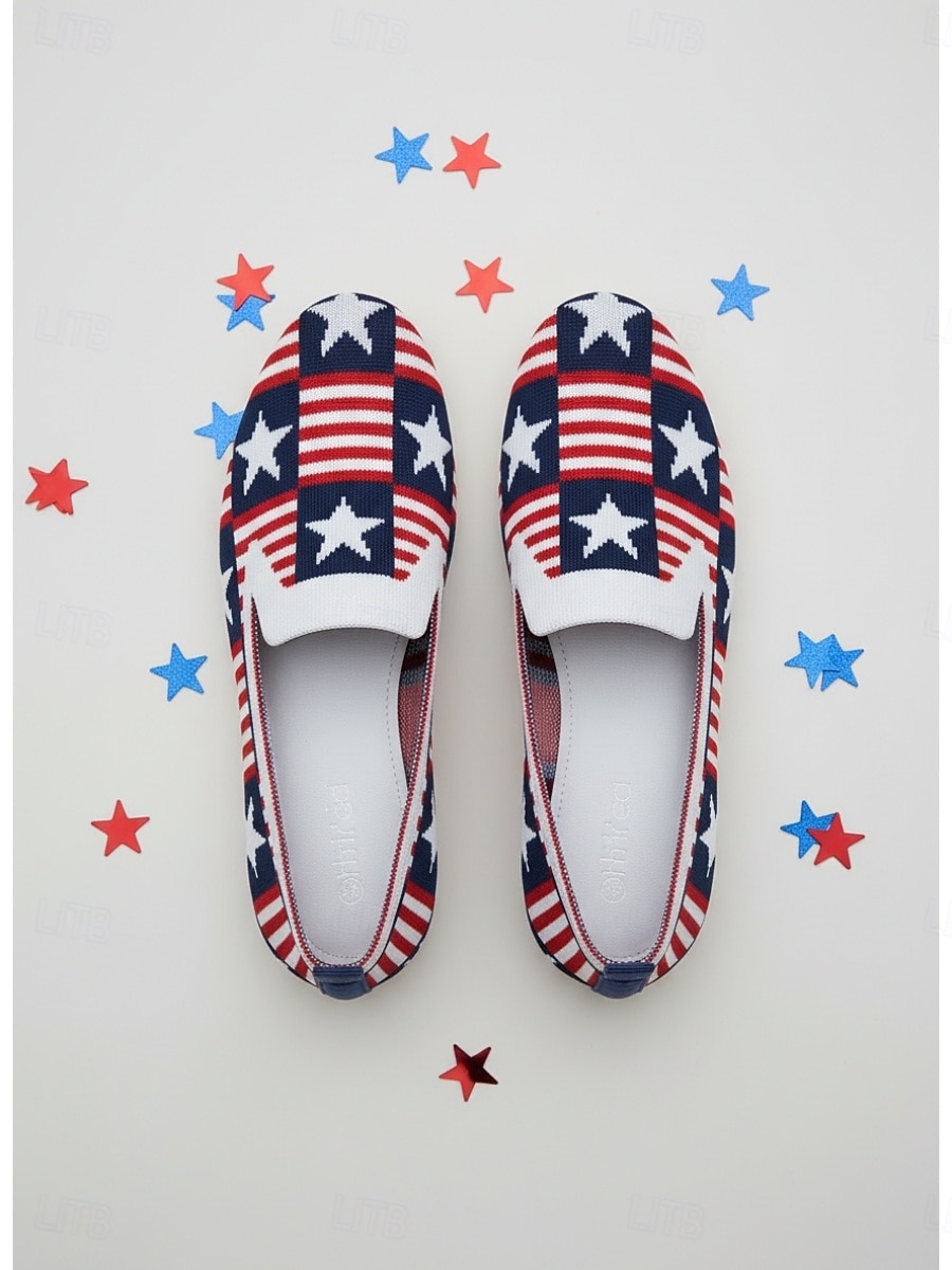 Mocasines para mujer conmemorativos del 250.º aniversario de EE. UU.: zapatos planos sin cordones con estrellas y rayas patrióticas para celebraciones del Día de la Independencia de 2026, picnics al aire libre y desfiles festivos. 2026 - $24.99 –P2