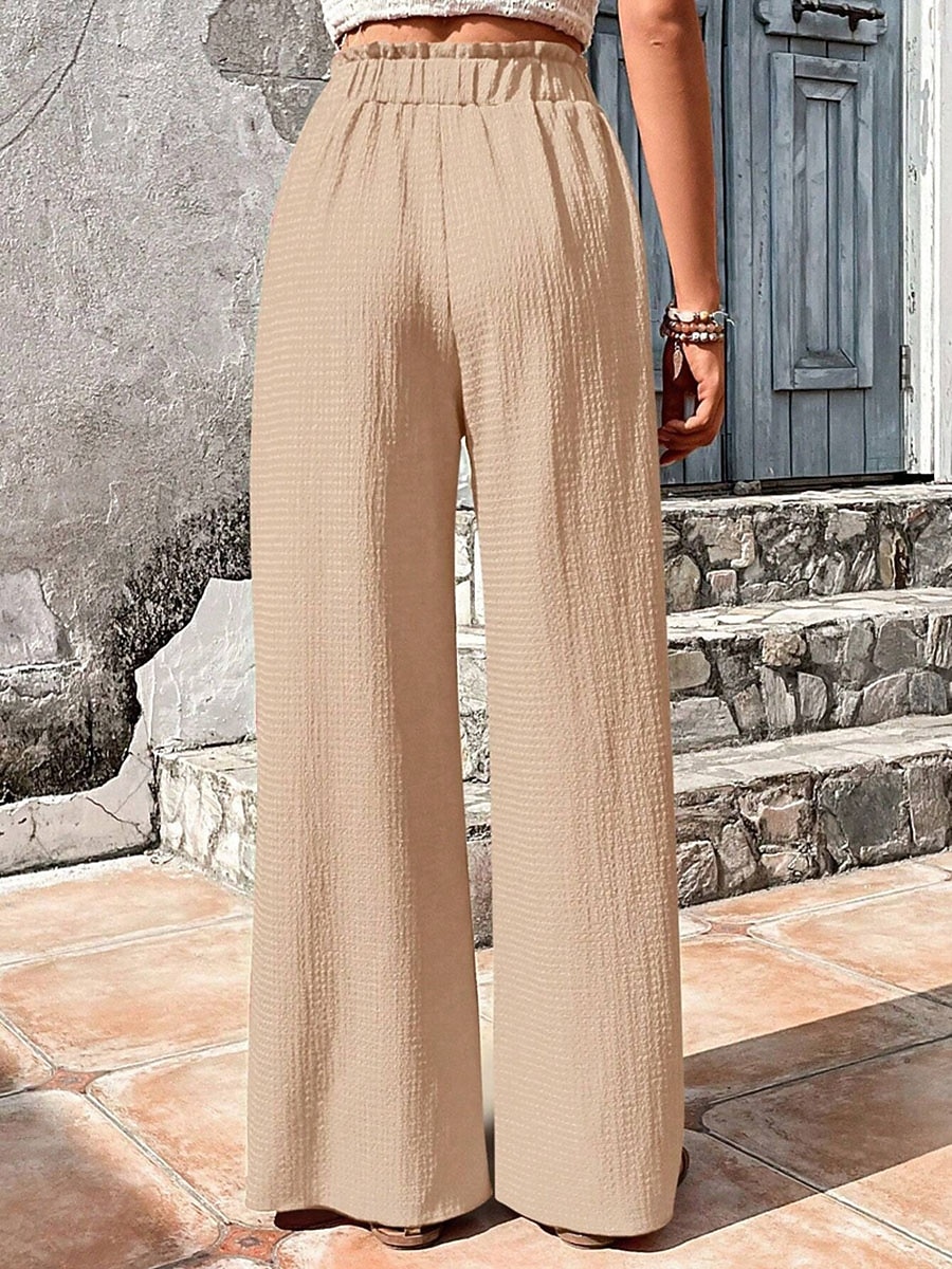 Women's Wide Leg Chinos Vacation Streetwear Casual Full Length Medium Waist Plain Drawstring Pocket Elastic Waist Comfy Comfort Breathable Micro-elastic Daily Outdoor Streetwear Pea-Green Black Red 2026 - $22.99 –P6