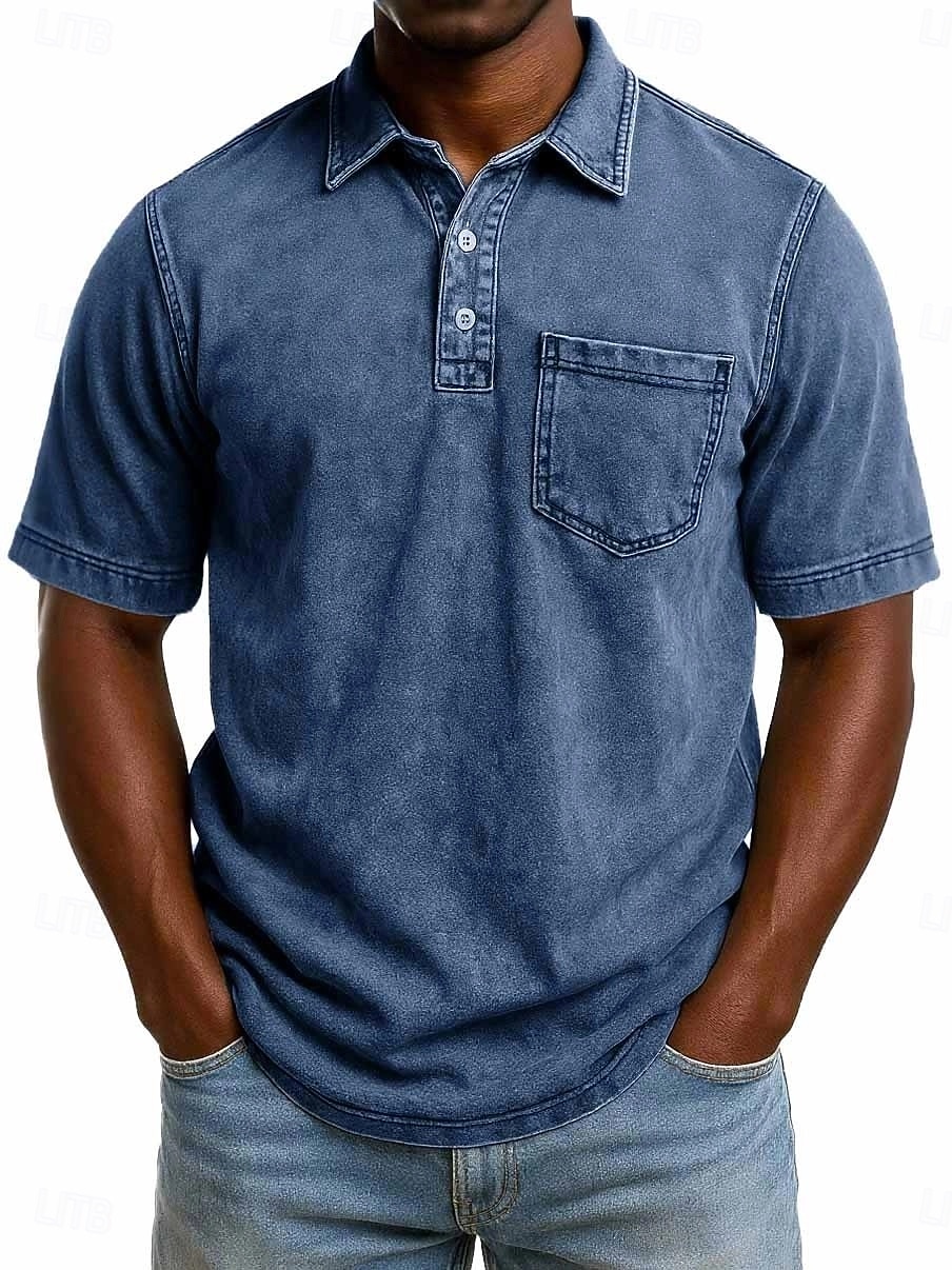 SoftFade™ Miesten Happopesu Paita Puuvilla Polo Paita Rentoa Lomaa Kauluskaveri Värikästä Polo Kaulusta Lyhythihainen Muoti Perus Yksinkertainen Vintage Haalistunut Kesä Kevät Normaalimallinen Musta 2026 - $31.99 –P10