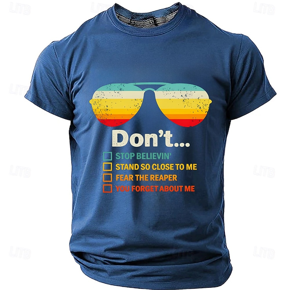 Lunettes de soleil rétro pour homme, paroles de chansons « Don't Stop Believin' », « Stand So Close », « Fear the Reaper », « Forget About Me », t-shirt graphique inspiré des années 70 et 80, rock de 2026 ? $22.99 –P2