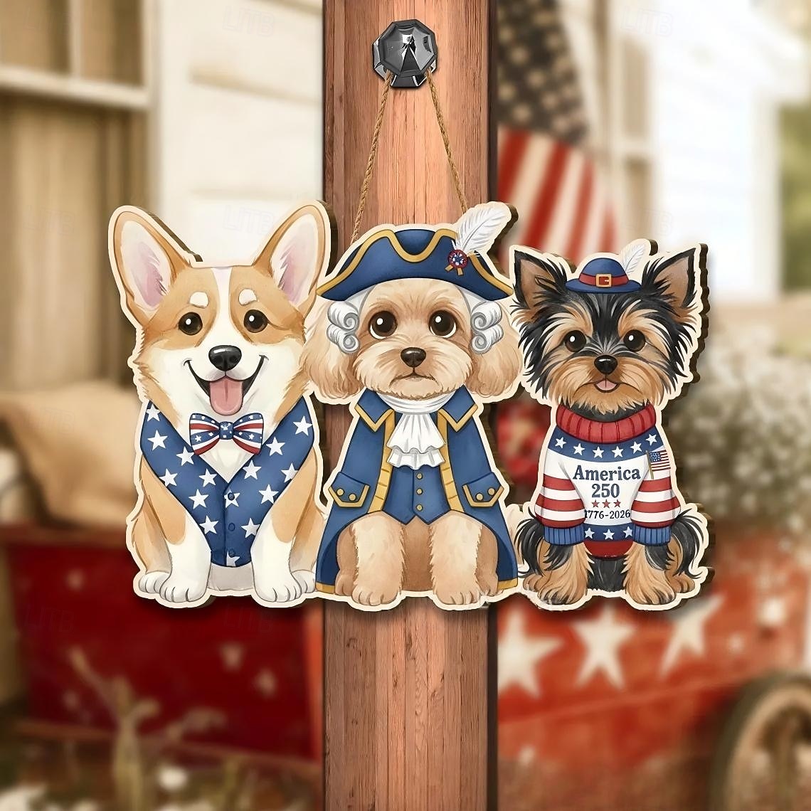 Panneau en bois commémoratif du 250e anniversaire des États-Unis, décoration de porte patriotique pour la fête de l'indépendance, plaque murale style ferme avec drapeau américain, décoration de porche de 2026 ? $13.99 –P8