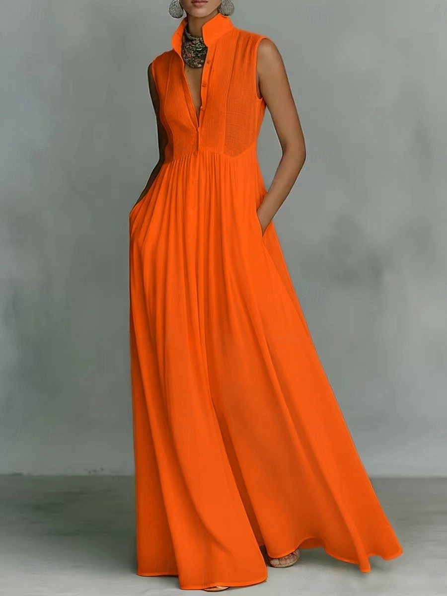 Γυναικεία Μακρύ φόρεμα Κοκτέιλ Φόρεμα Φορέματα σιφόν Κομψό Μοντέρνα Διακοπές Πάρτι Σαββατοκύριακο Χαλαρή Εφαρμογή Σκέτο Αμάνικο Ζιβάγκο Θαλασσί Ανθισμένο Ροζ Ρουμπίνι Πορτοκαλί Καλοκαίρι Άνοιξη 2026 - $41.99 –P4