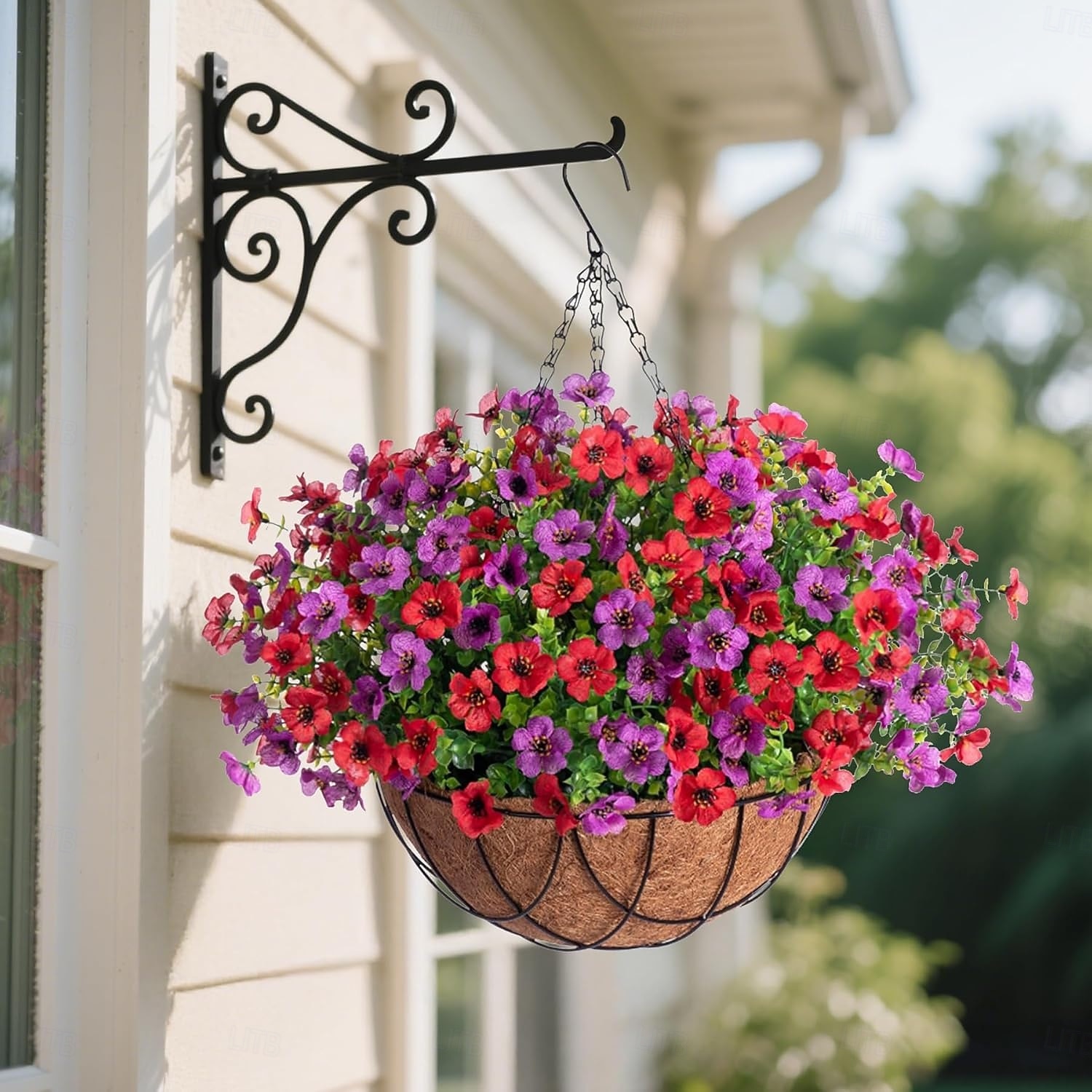 kunstige utendørsblomster med hengende kurv, hengende plantersblomster til vårsommer veranda hage uteplass hjemmedekor 2026 - $31.99 –P3