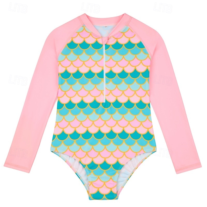 Maillot de bain Enfants Fille Extérieur Graphique Vacances Fermeture éclair Maillots de bain 4 ans et + Été Bleu Rose Claire Rose Claire de 2026 ? $21.99 –P7