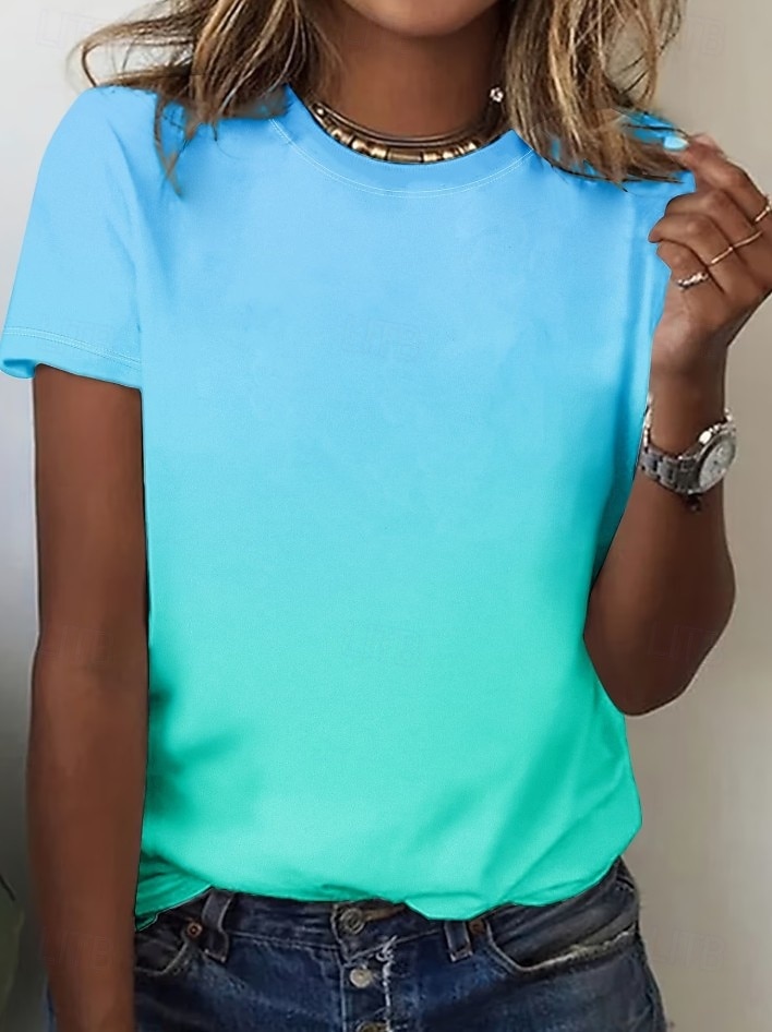 Femmes T-shirt Imprimé Graphique Abstrait Bohème ancien Élégant Manche Courte Col ras du cou Hauts Réguliers Quotidien Bleu Jaune Rose Claire Violet Claire Fuchsia Été Printemps de 2026 ? $22.99 –P5