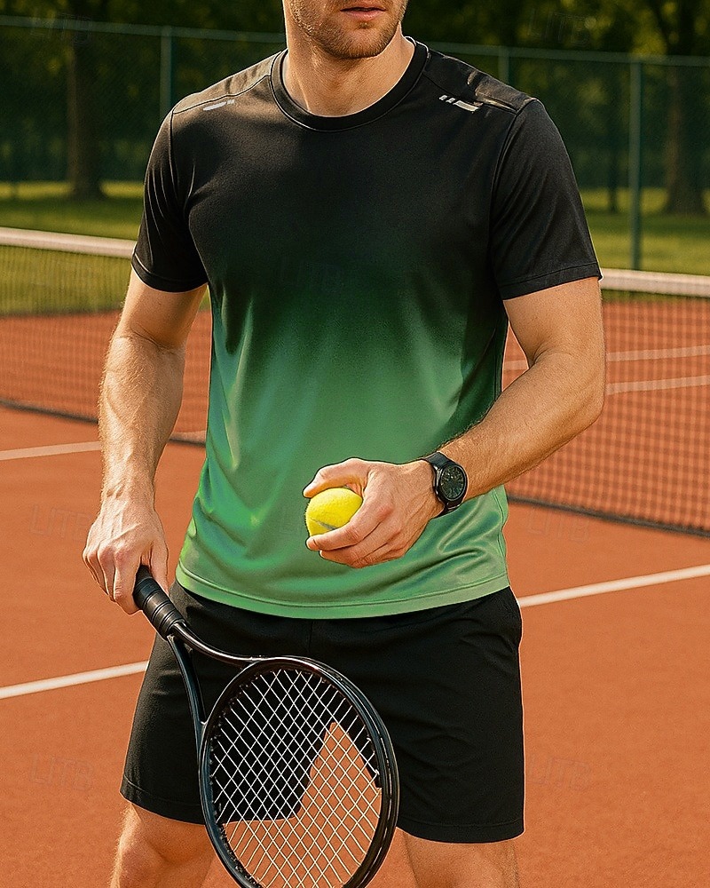 Herr Grafisk Sportset Skjortor & Shorts Tennisset 2 Kort ärm Svettavvisande Fuktabsorberande Andningsfunktion Tennis Golf Pickleball Röd Blå Grön Tenniskläder 2026 - $21.99 –P6