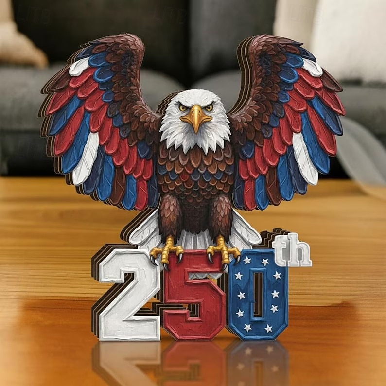 250 aniversario EE.UU. Regalo Decoración de mesa Letrero de bloque de madera Innovador Gracioso Patriótico Adulto Unisexo Día de la Independencia 4 de julio Festival Disfrazarse 2026 - $15.49 –P3
