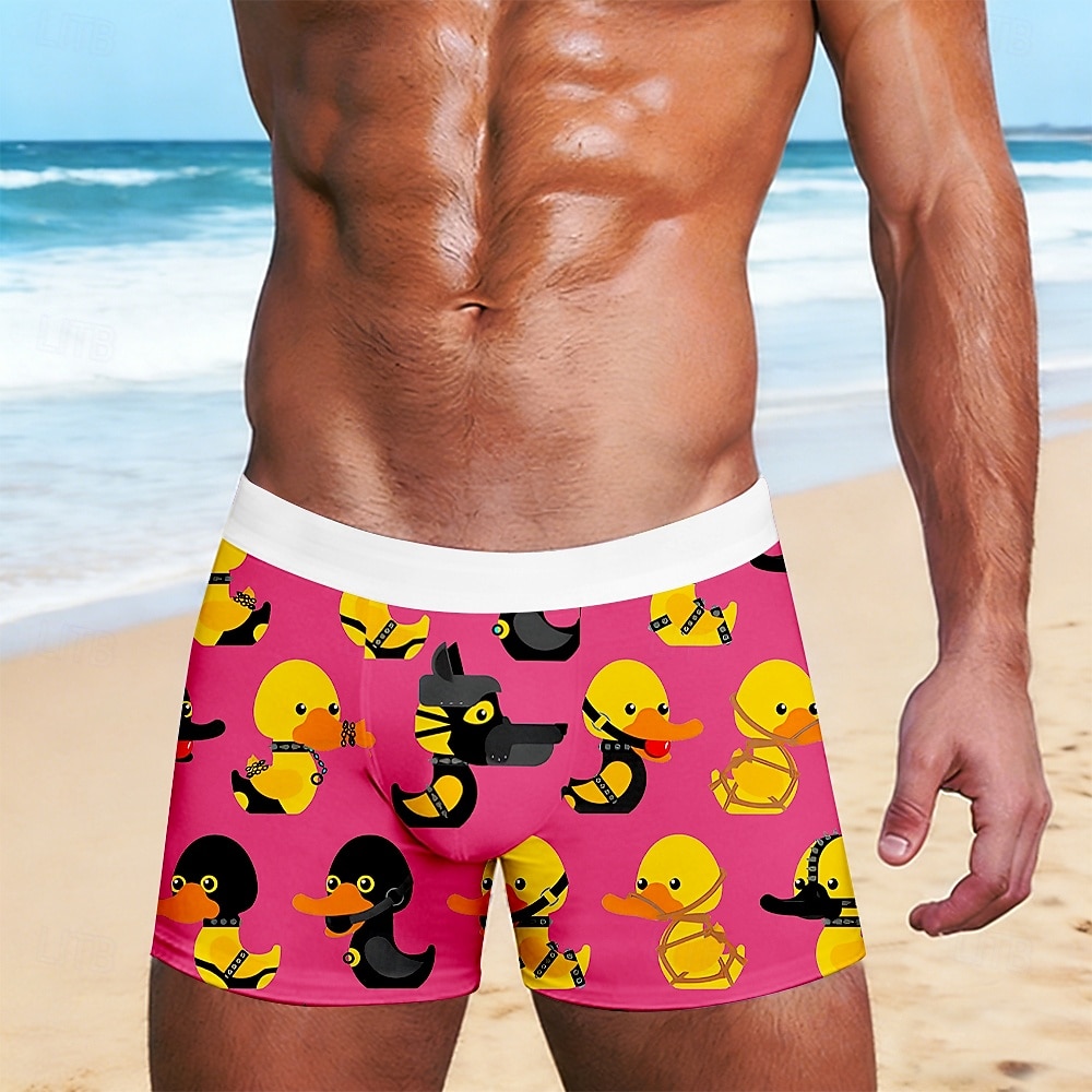 Herren Tiermotiv Cartoon Ente Dehnbare Boxershorts Badeshorts Boxer-Badeshorts Lustig Lässig Heim Strandurlaub Elastischer Bund Feuchtigkeitsableitend Atmungsaktive Unterwäsche Designer Bekleidung 2026 - $16.99 –P4