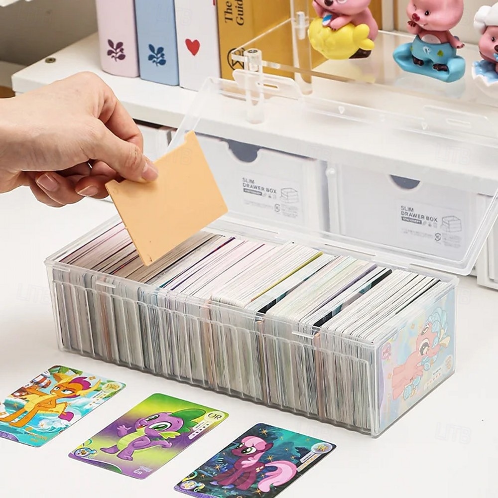 mtg plastic card storage I made a modular card storage system, as I wanted a better way to access cards rather than having boxes stacked on top of each other. Also I like having low sides