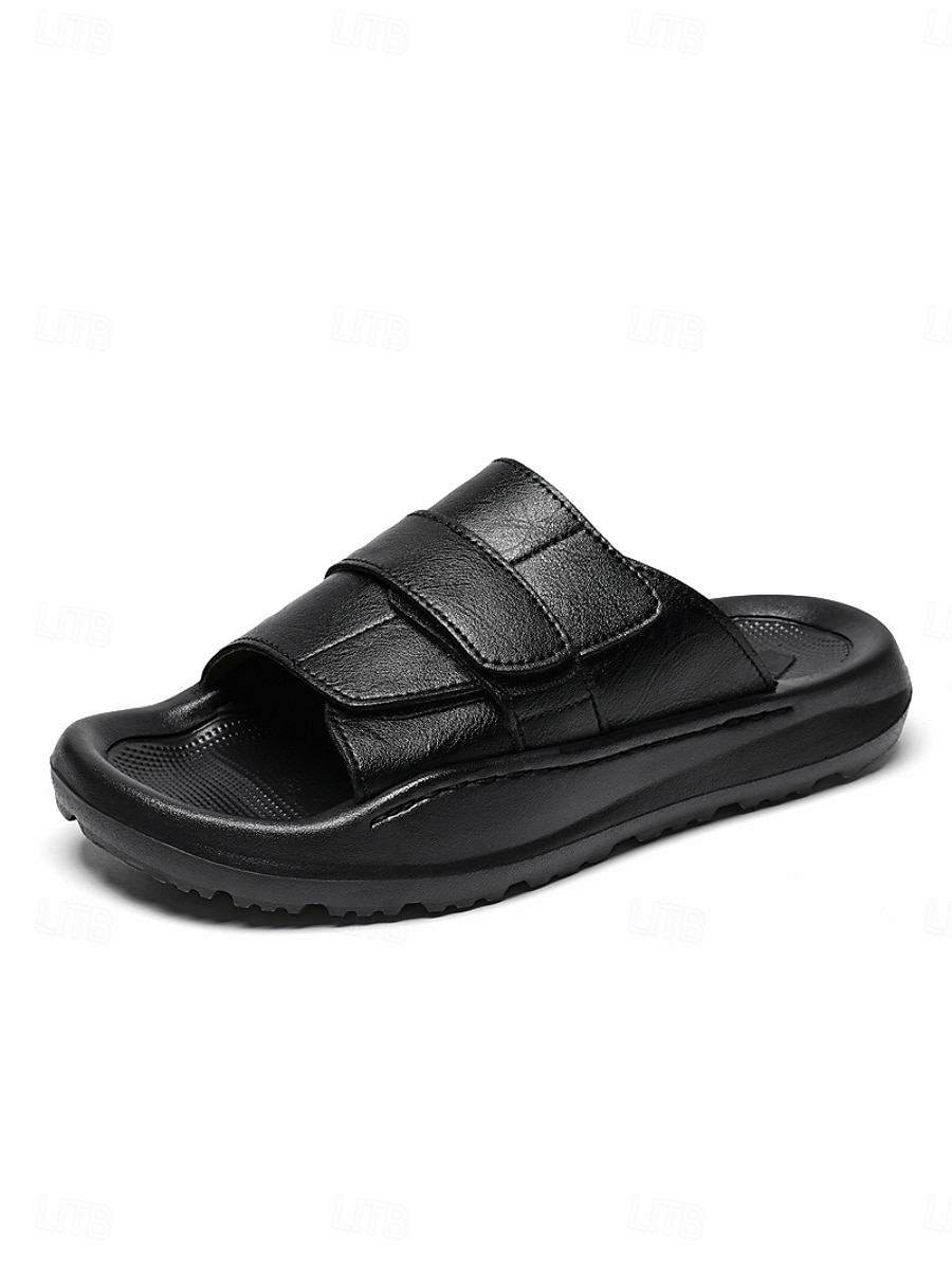 Men's Black Double Strap Slide Sandals Open-Toe Comfort Casual Slippers for Resort & Poolside, Beach Vacation, Travel, Seaside Relaxing, Summer Daily Wear and Outdoor Leisure 2026 - $42.99 –P1