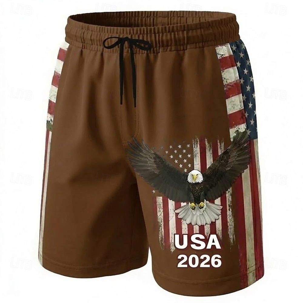Hombre 4 de julio, 250 aniversario de Estados Unidos Águila Bandera estadounidense Boxers de Natación Pantalones de Natación Pantalones de Surf Media cintura Patriótico Festivos Bolsillos laterales 2026 - $20.99 –P3