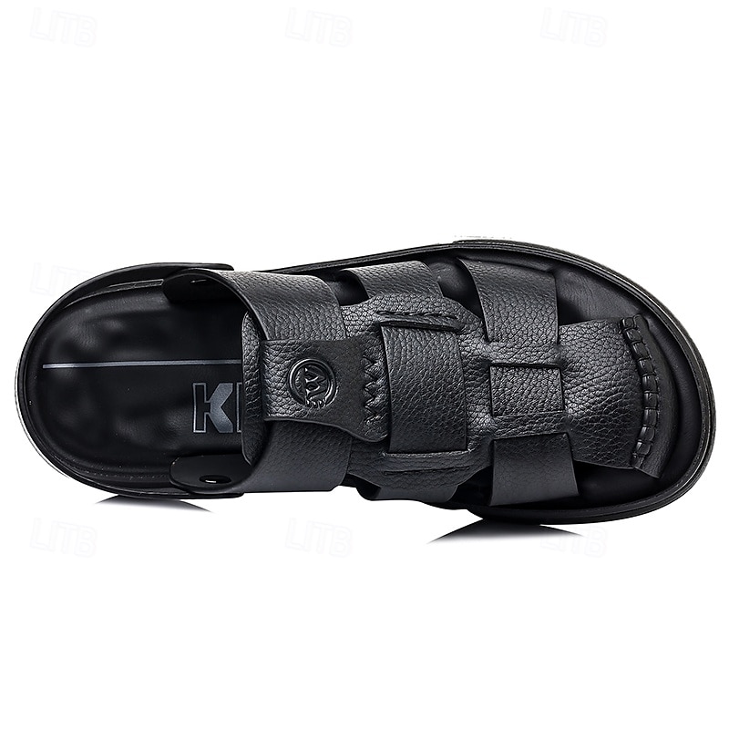 Sandalias casuales de verano de piel sintética para hombre: correas transpirables, tacón y plantilla ajustables, comodidad ligera, perfectas para vacaciones en la playa, resorts, piscinas y ocio al aire libre. 2026 - $46.99 –P12