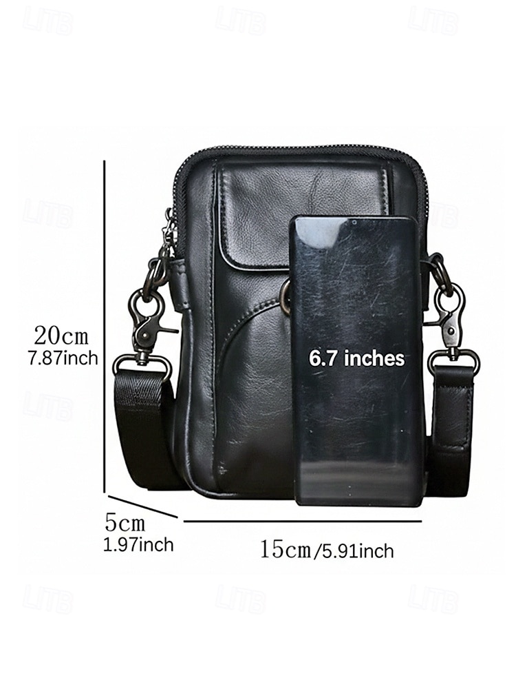 Men's Genuine Leather Belt Bag Crossbody Phone Pouch in Multiple Colors Large Capacity Multi Pocket Waist Pack with Adjustable Strap for Casual Daily Use, Work Commute & Travel 2026 - $42.99 –P8