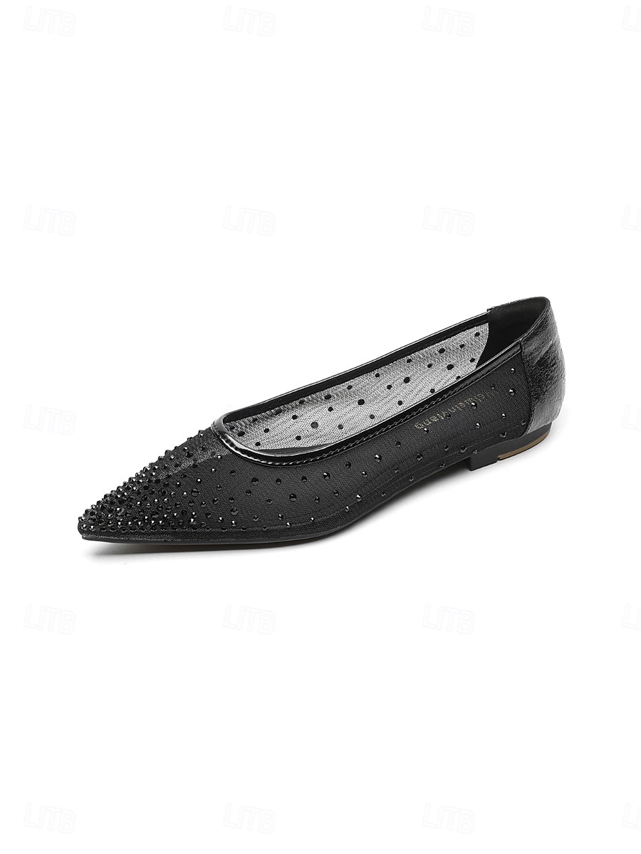 Bequeme, flache Damenschuhe mit niedrigem Absatz für Hochzeitsgäste – elegante schwarze Ballerinas mit dekorativen Akzenten, perfekt für Mütter bei Hochzeiten in der Stadt. 2026 - $34.99 –P5