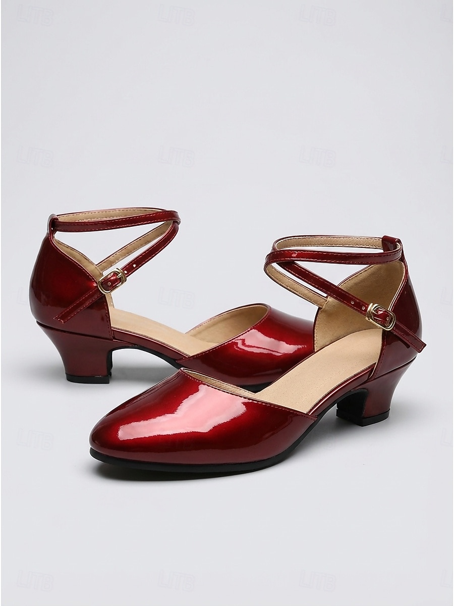 Классические женские туфли в стиле Гэтсби 1920-х годов, темно-красные, из лакированной искусственной кожи – элегантные туфли-мэри-джейн с ремешком на щиколотке для вечеринок в стиле «ревущих 20-х» и 2026 - zł111.93 –P3