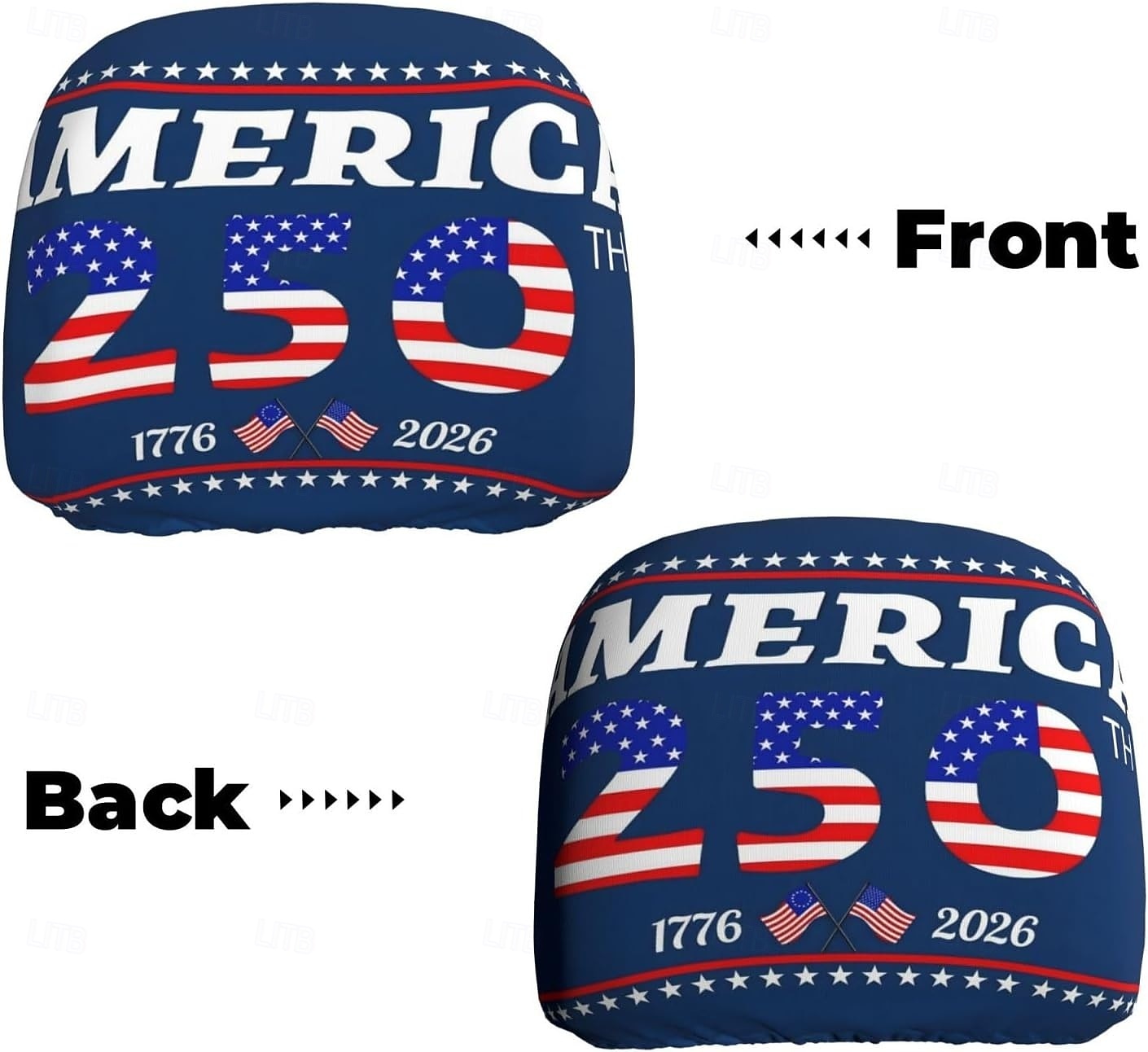 Funda para reposacabezas de coche conmemorativa del 250 aniversario, 2 unidades, conmemorativa de la Independencia de Estados Unidos (1776-2026), soporte espinal resistente para conducción de larga distancia, ajuste universal para coches, camiones y SUV. 2026 - $11.99 –P25