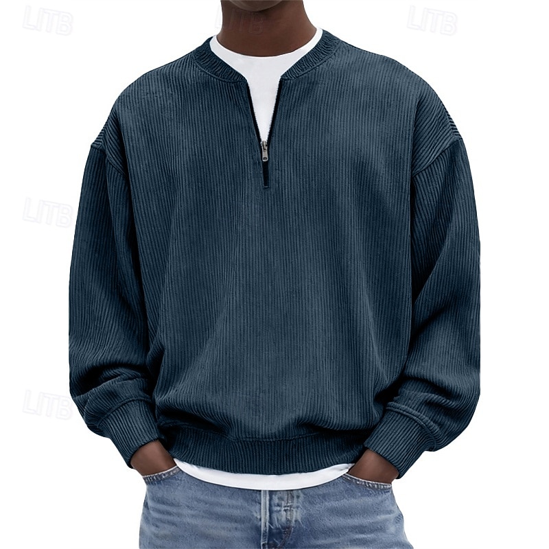 Voor heren Sweatshirt Sweatshirt met kwartrits blauw Zwart Wit Lichtgroen Marineblauw Halve rits Effen Kwart ritssluiting Dagelijks Sport & Outdoor Feestdagen Polyester Streetwear Basic Casual Lente 2026 - $32.99 –P3