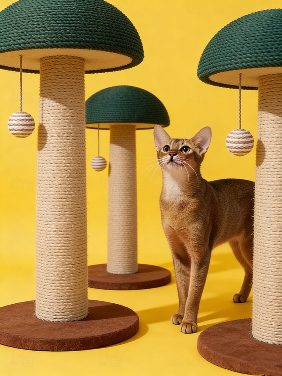 2026年 猫の爪とぎポール、爪とぎポール、キノコ型、猫の爪とぎ、麻紐  コレクション – $68.99 –P5