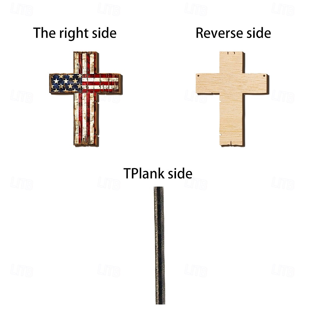 Letrero de madera para puerta conmemorativo del 250.º aniversario de la Independencia de Estados Unidos, estrellas blancas y rojas. &Decoración de la puerta principal con rayas blancas y lazo 2026 - $16.99 –P13