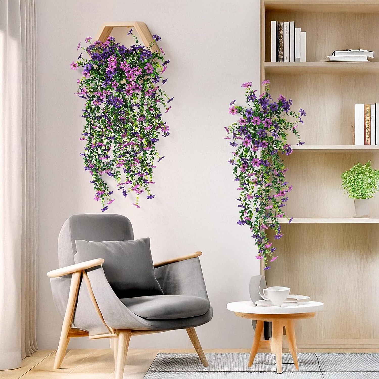 4 Pcs Artificial Hanging Flowers Plants for Outdoor Spring Decoration,Faux Silk Violet with Eucalyptus Leaves,UV Resistant for Outside Home Indoor Planter Porch Patio Balcony Yard Decor 2026 - $21.99 –P3