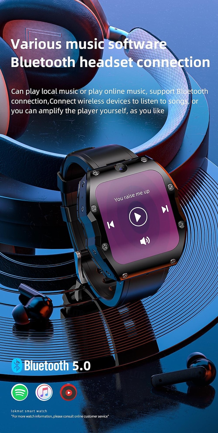 Lokmat appllp 3 max smartwatch 2,02 cala 4G LTE komórkowy smartwatch telefon krokomierz przypomnienie o połączeniach monitor aktywności kompatybilny z Androidem, iOS, GPS unisex, połączenia bez użycia rąk, sterowanie multimediami ipx-4 55 mm 2026 - $334.49 –P9