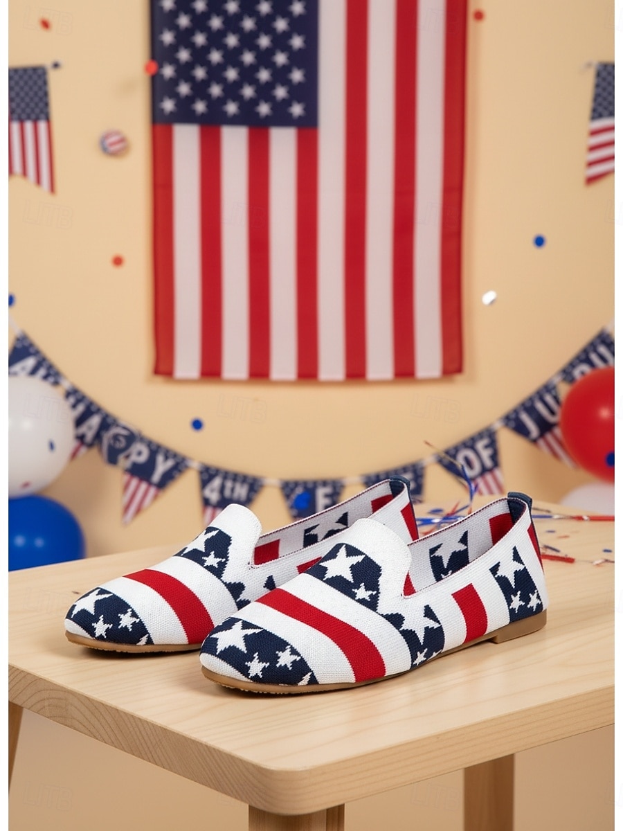 Mocasines para mujer conmemorativos del 250.º aniversario de EE. UU.: zapatos planos sin cordones con estrellas y rayas patrióticas para celebraciones del Día de la Independencia de 2026, picnics al aire libre y desfiles festivos. 2026 - $24.99 –P3